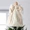 Glitzhome® 24"H Faux Fur & PVC Christmas Elegant Angel Tree Topper with Porcelain Face